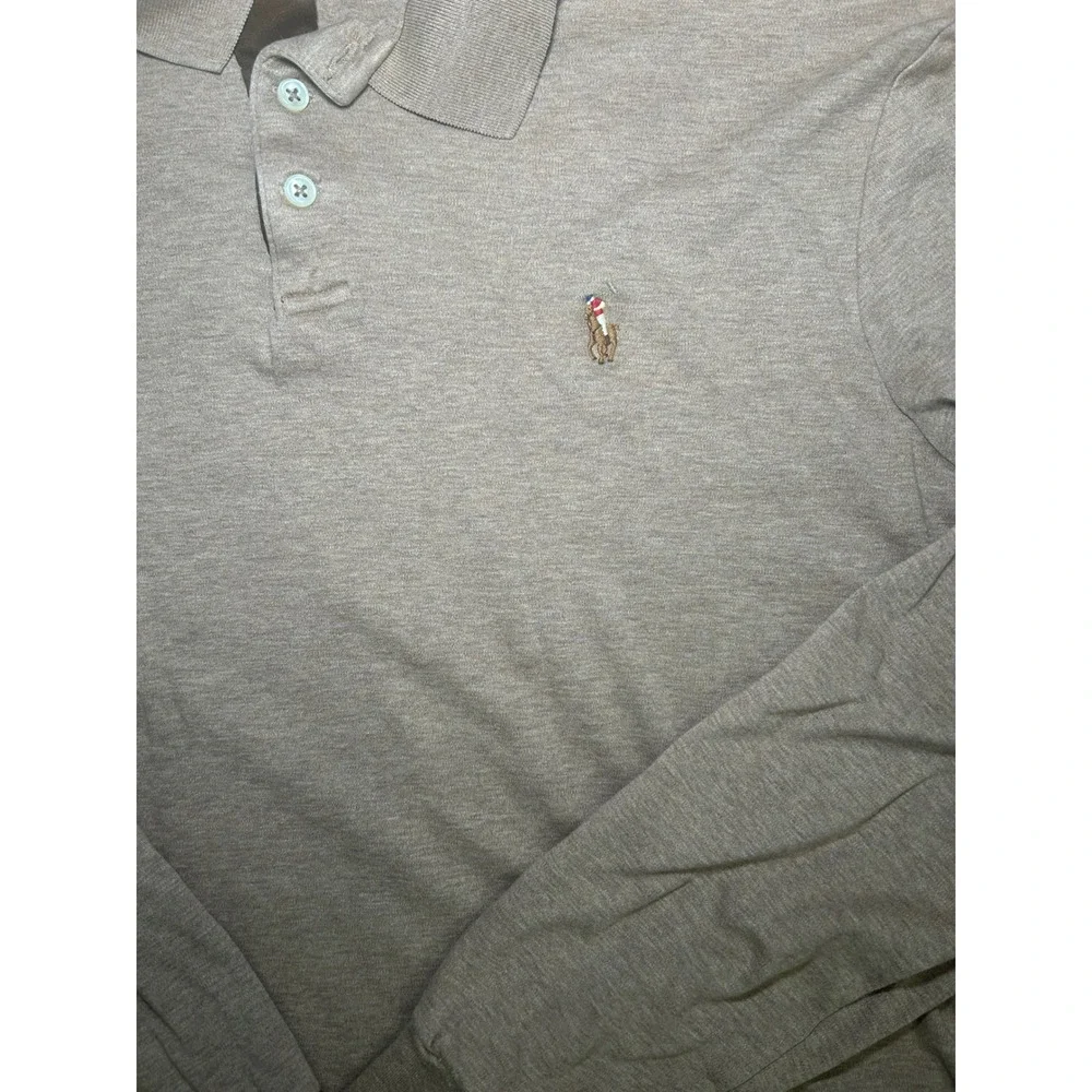 Polo Ralph Lauren Men's Long‎ Sleeve Polo Shirt Classic Fit Tan L